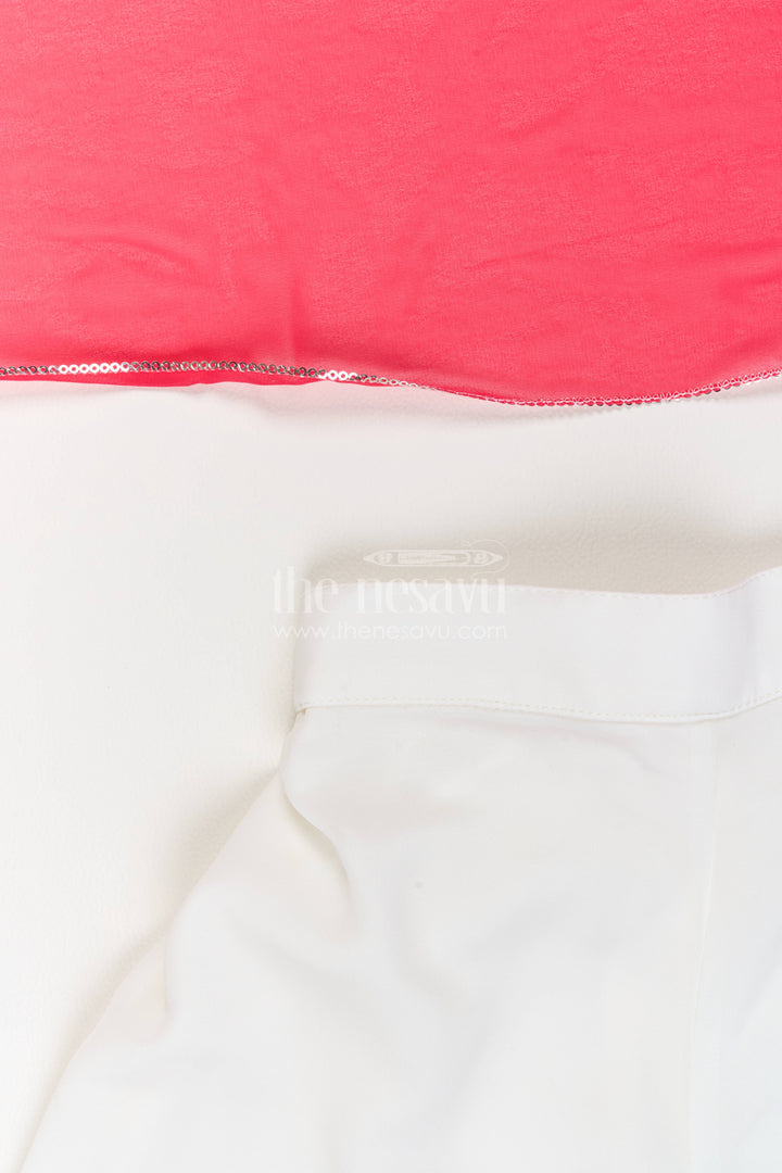 The Nesavu Girls Sharara / Plazo Set Girls Palazzo Set with Smart Tailoring for Weddings and Parties Nesavu Nesavu Girls Palazzo Set In Pink For Milestone Days