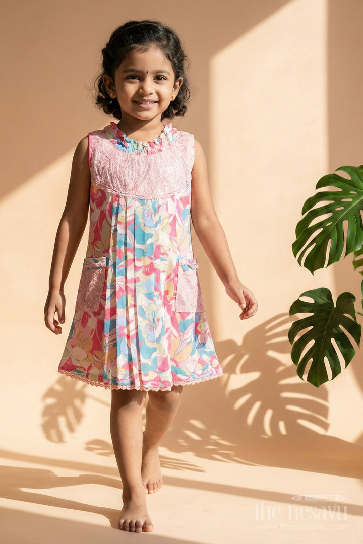 The Nesavu Girls Cotton Frock Girls Party Frock for Birthday Celebrations and Evening Outings Nesavu Nesavu georgette digital print frock girls birthday parties semi-formal wear