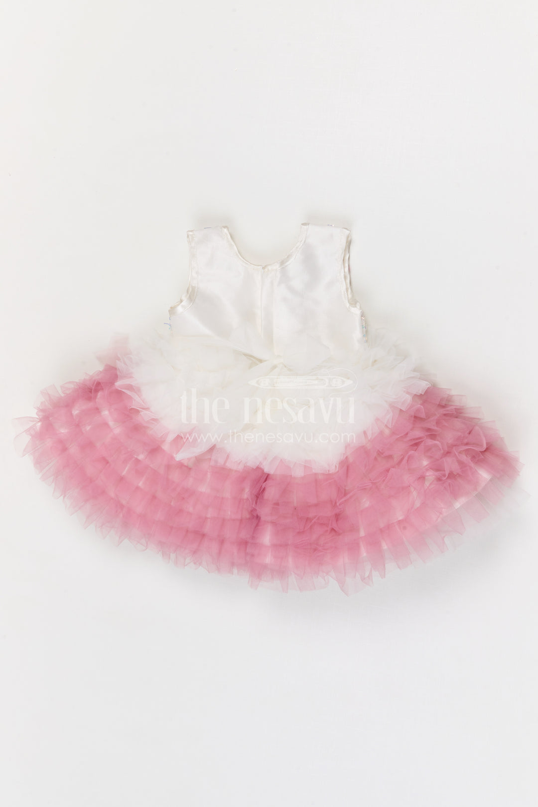 The Nesavu Girls Fancy Party Frock Girls Party Frock for Birthdays and Festive Celebrations Nesavu Nesavu girls soft net fancy party frock for birthdays and festive celebrations with embroidered yoke