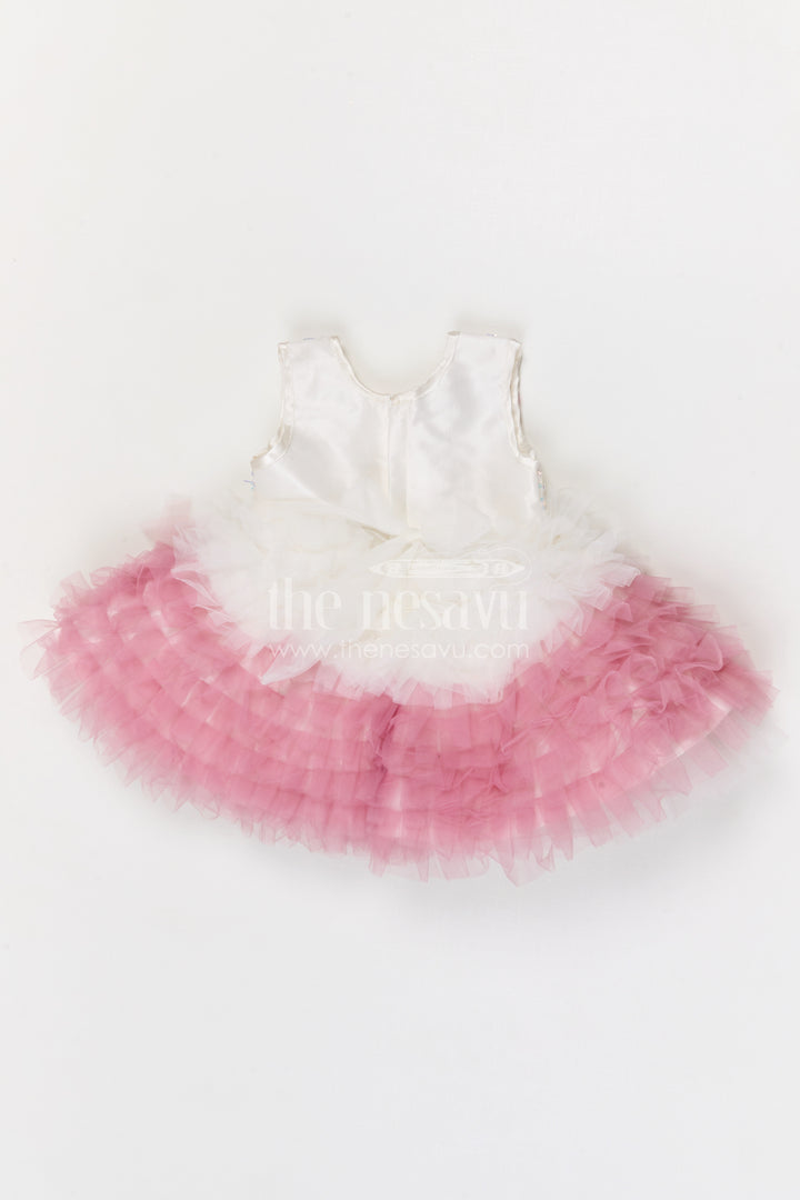 The Nesavu Girls Fancy Party Frock Girls Party Frock for Birthdays and Festive Celebrations Nesavu Nesavu girls soft net fancy party frock for birthdays and festive celebrations with embroidered yoke