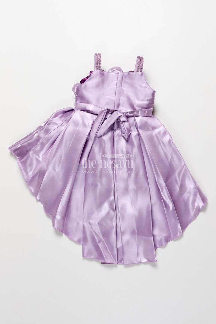 The Nesavu Girls Fancy Party Frock Girls Party Frock for Birthdays and Special Celebrations Nesavu Nesavu girls satin party frock floral embellishments birthdays festive celebrations