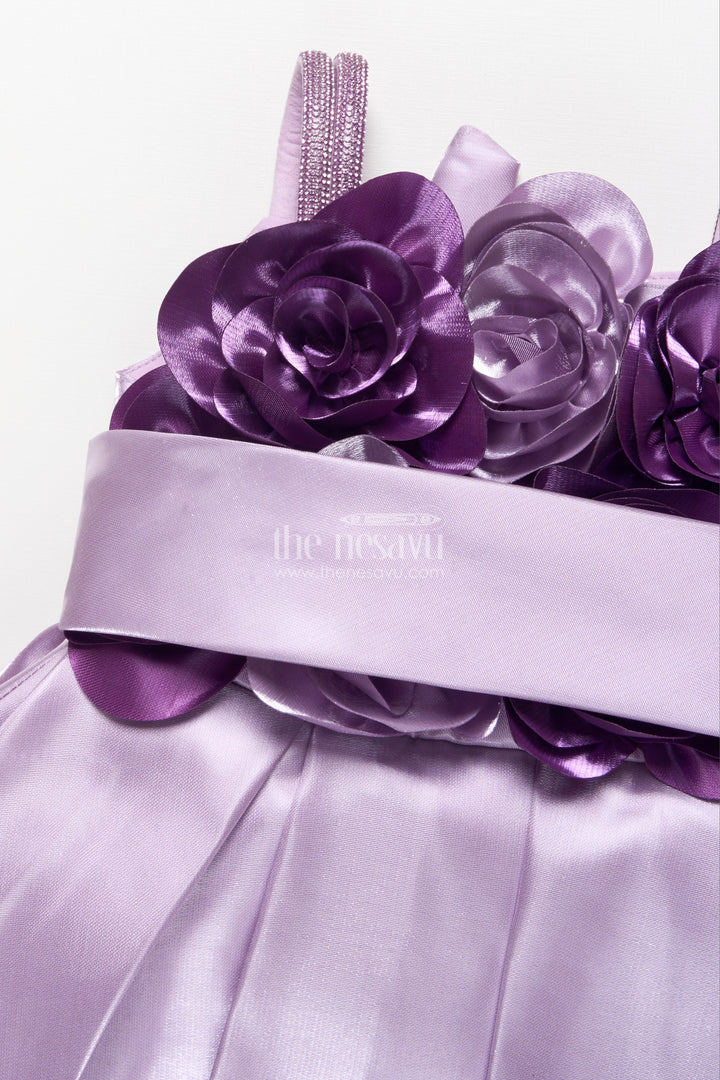 The Nesavu Girls Fancy Party Frock Girls Party Frock for Birthdays and Special Celebrations Nesavu Nesavu girls satin party frock floral embellishments birthdays festive celebrations