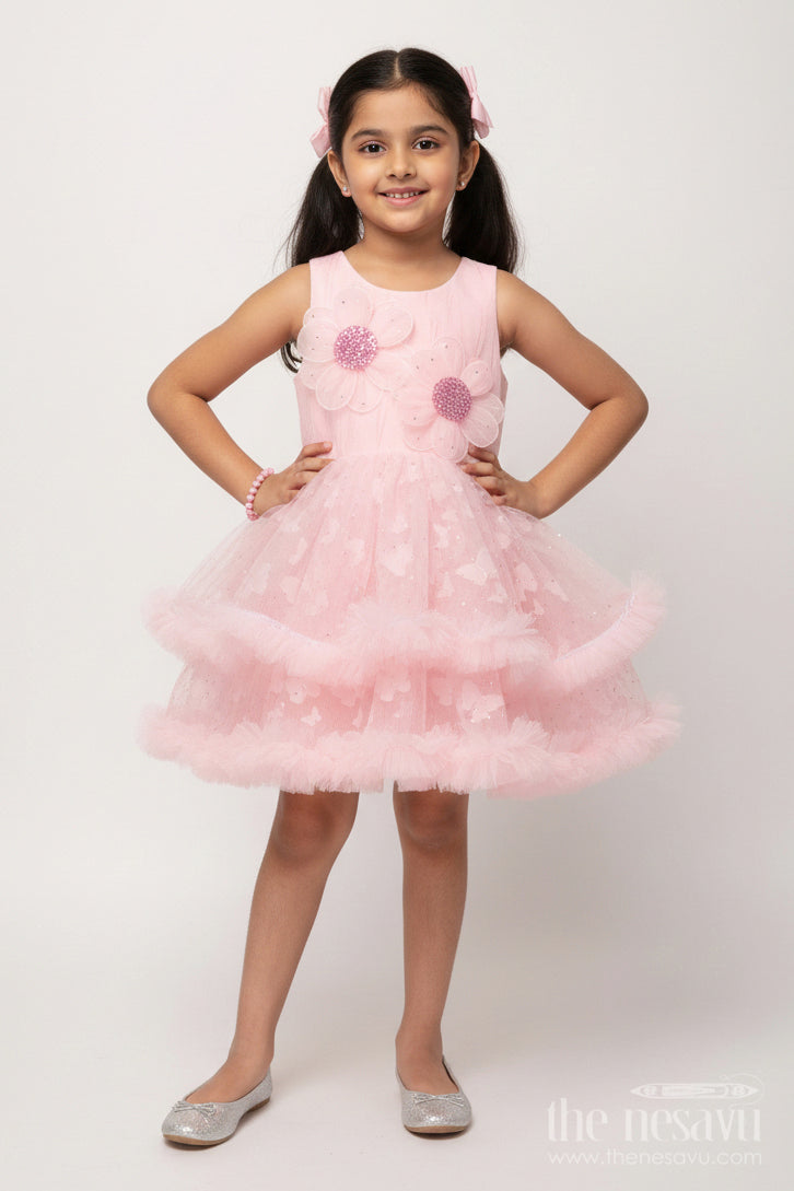 The Nesavu Girls Fancy Party Frock Girls Party Frock for Birthdays and Twirling Celebrations Nesavu 16 (1Y) / Peach PF257A-16 Nesavu girls net party frock birthdays twirl-friendly celebrations