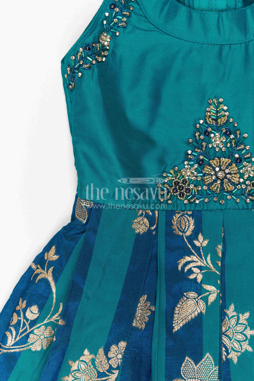 The Nesavu Silk Frock Girls Party Frock for Festive Twirl Moments and Celebrations Nesavu Nesavu Girls Party Frock For Festive Celebrations And Wedding Functions With Designer Embroidery