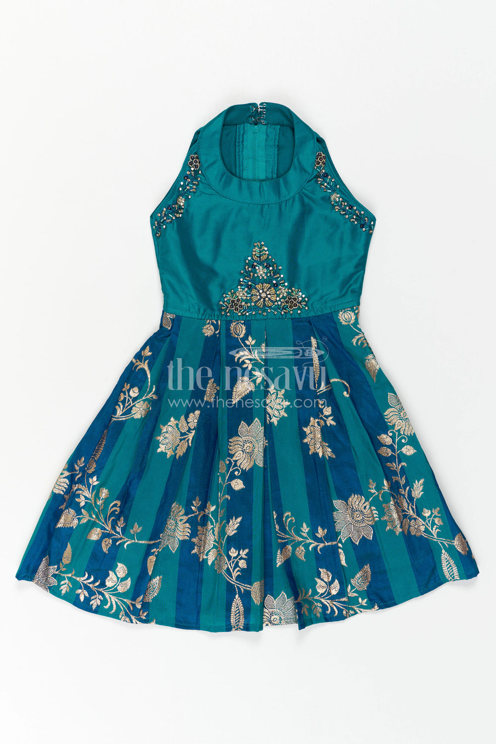 The Nesavu Silk Frock Girls Party Frock for Festive Twirl Moments and Celebrations Nesavu Nesavu Girls Party Frock For Festive Celebrations And Wedding Functions With Designer Embroidery