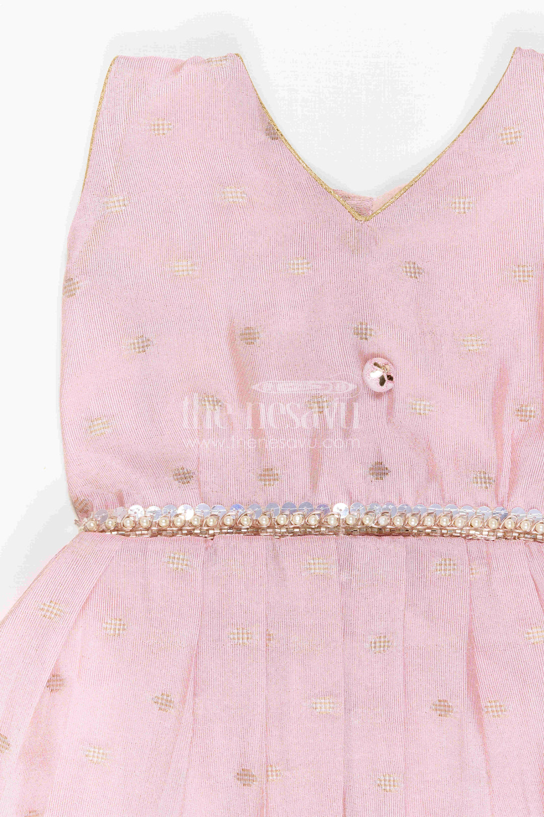 The Nesavu Silk Frock Girls Party Frock for Milestone Celebrations and Family Portraits Nesavu Nesavu Girls Semi Banaras Silk Party Frock For Milestone Celebrations And Family Events