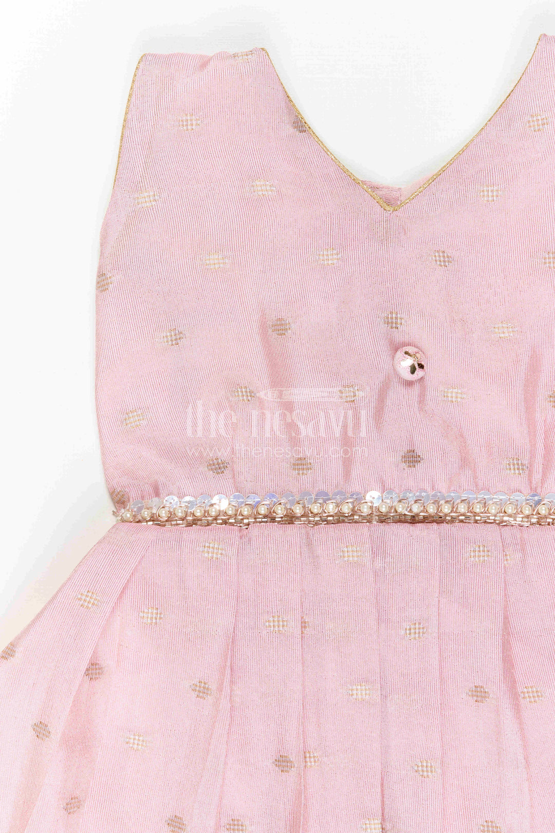 The Nesavu Silk Frock Girls Party Frock for Milestone Celebrations and Family Portraits Nesavu Nesavu Girls Semi Banaras Silk Party Frock For Milestone Celebrations And Family Events