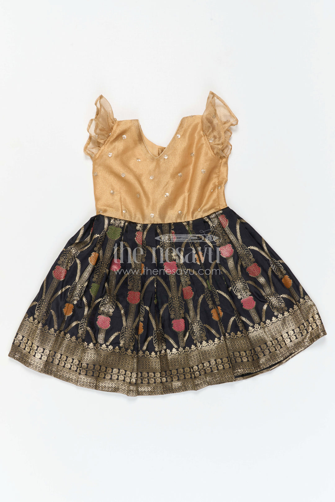 The Nesavu Silk Frock Girls Party Frock for Wedding and Festive Evenings Nesavu Nesavu Girls Party Frock With Tissue Silk Yoke And Zari Border For Festive Occasions
