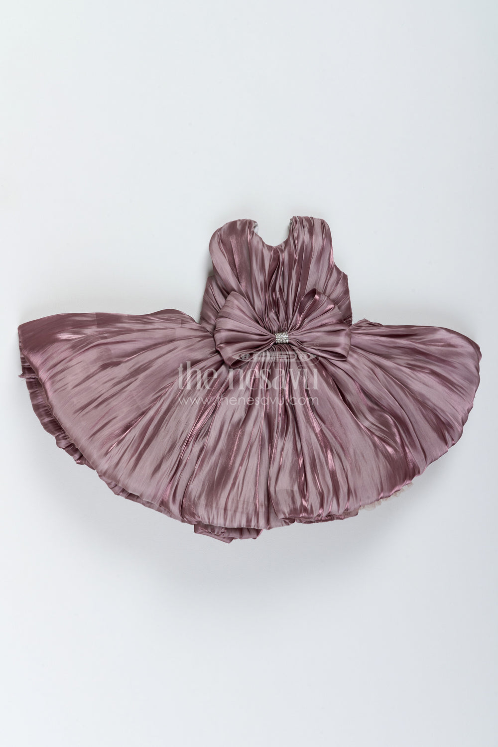 The Nesavu Girls Fancy Party Frock Girls Party Frock in Brown with Woven Texture Nesavu 16 (1Y) / Brown / Crepe PF363A-16 Nesavu Girls Party Frock With Woven Texture For Weddings And Family PF363A-16