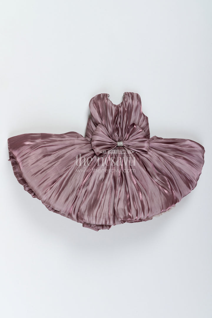 The Nesavu Girls Fancy Party Frock Girls Party Frock in Brown with Woven Texture Nesavu 16 (1Y) / Brown / Crepe PF363A-16 Nesavu Girls Party Frock With Woven Texture For Weddings And Family PF363A-16