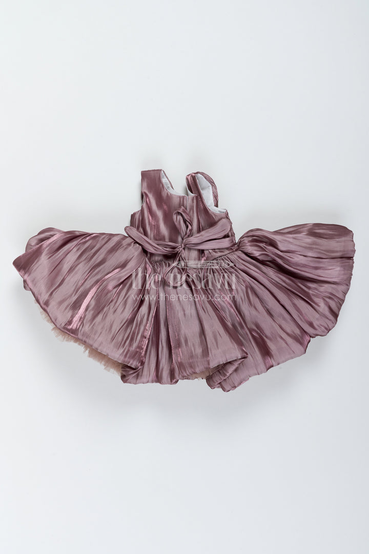 The Nesavu Girls Fancy Party Frock Girls Party Frock in Brown with Woven Texture Nesavu Nesavu Girls Party Frock With Woven Texture For Weddings And Family