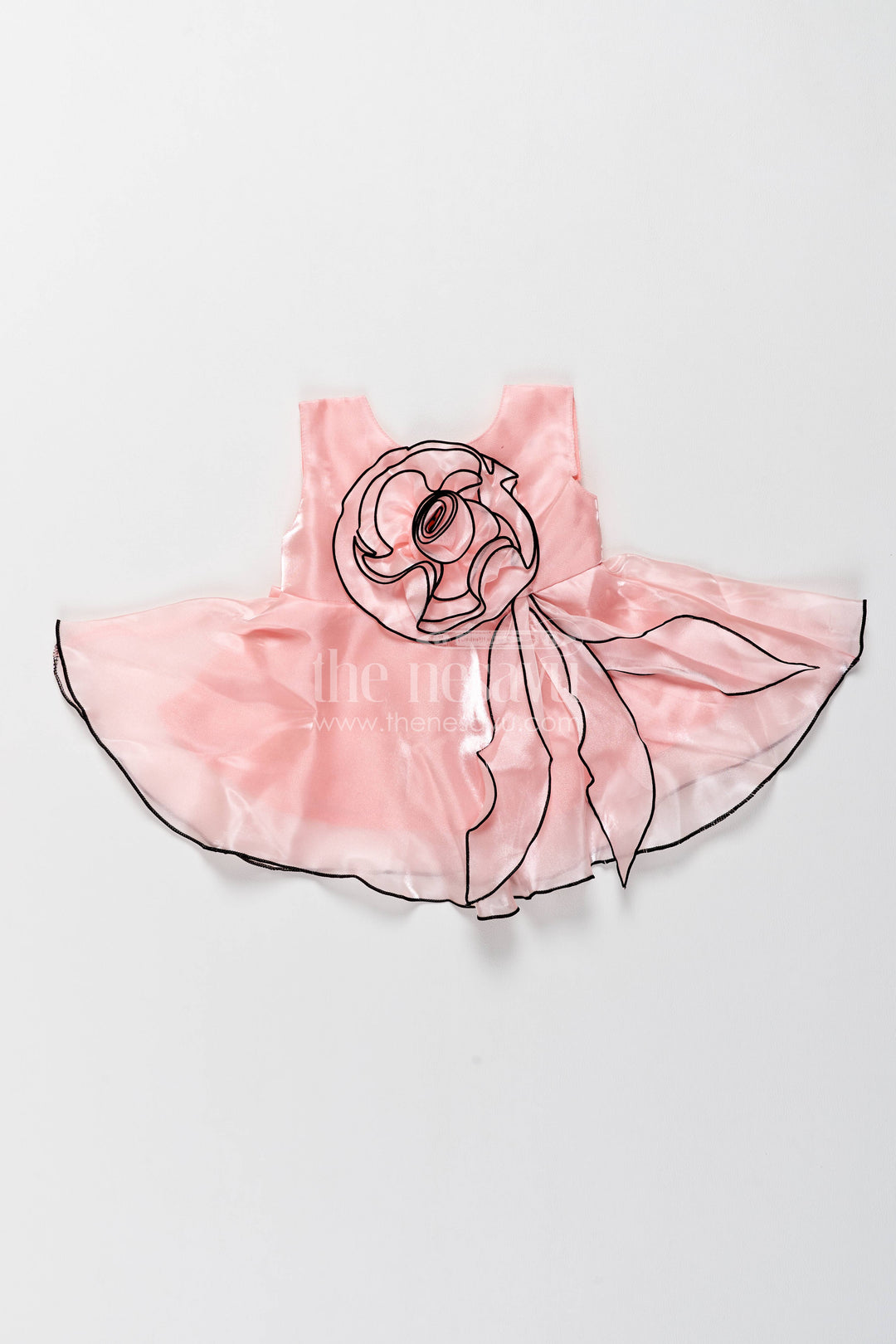 The Nesavu Girls Fancy Party Frock Girls Party Frock in Pink with Floral Detailing Nesavu 14 (6M) / Pink / Organza PF386B-14 Nesavu Girls Party Frock In Pink With Floral For Festive Photos PF386B-14