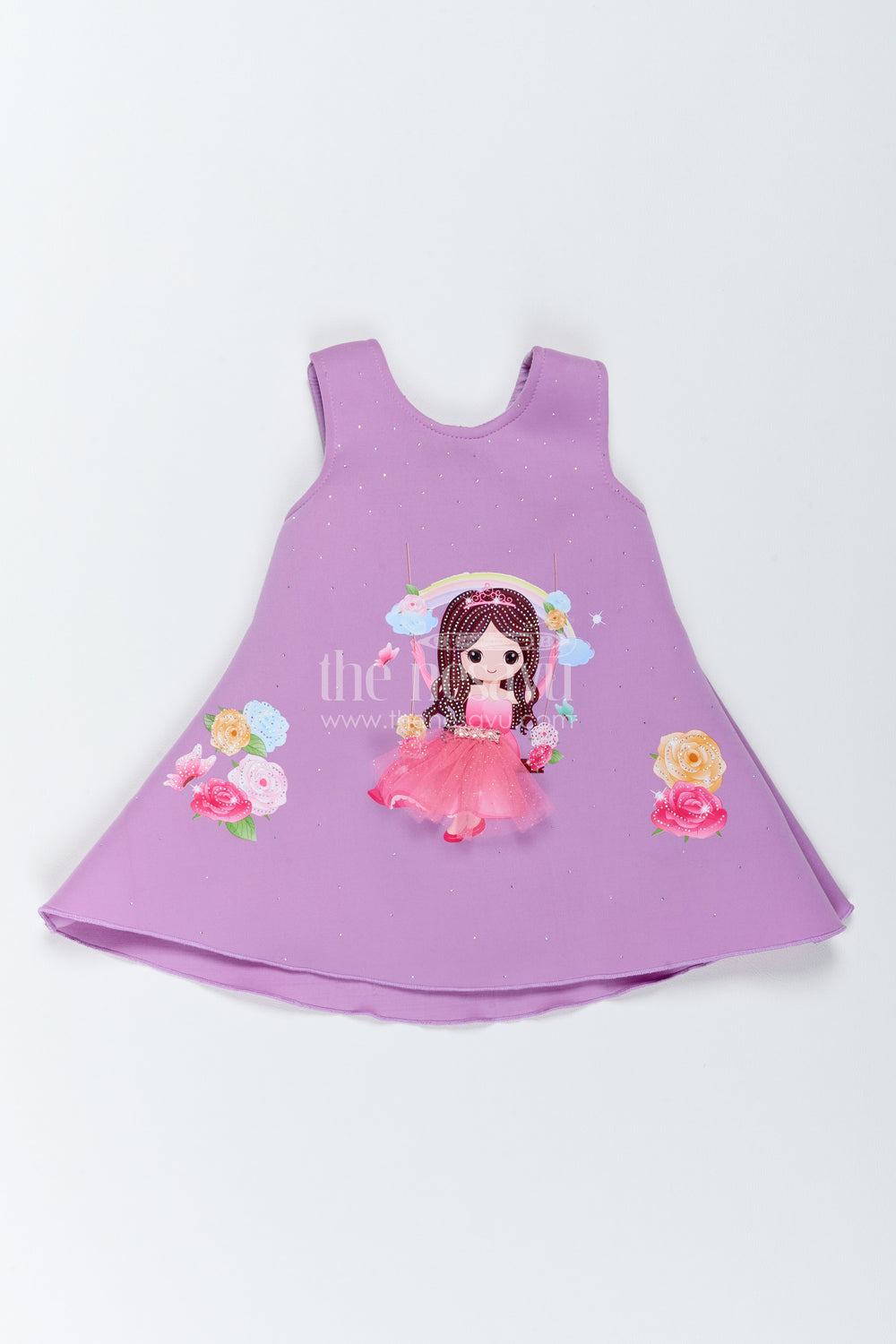 The Nesavu Girls Fancy Party Frock Girls Party Frock with Digital Print for Family Functions Nesavu 16 (1Y) / Purple / Scuba PF350B-16 Nesavu Girls Party Frock With Digital Print For Weddings And Family PF350B-16