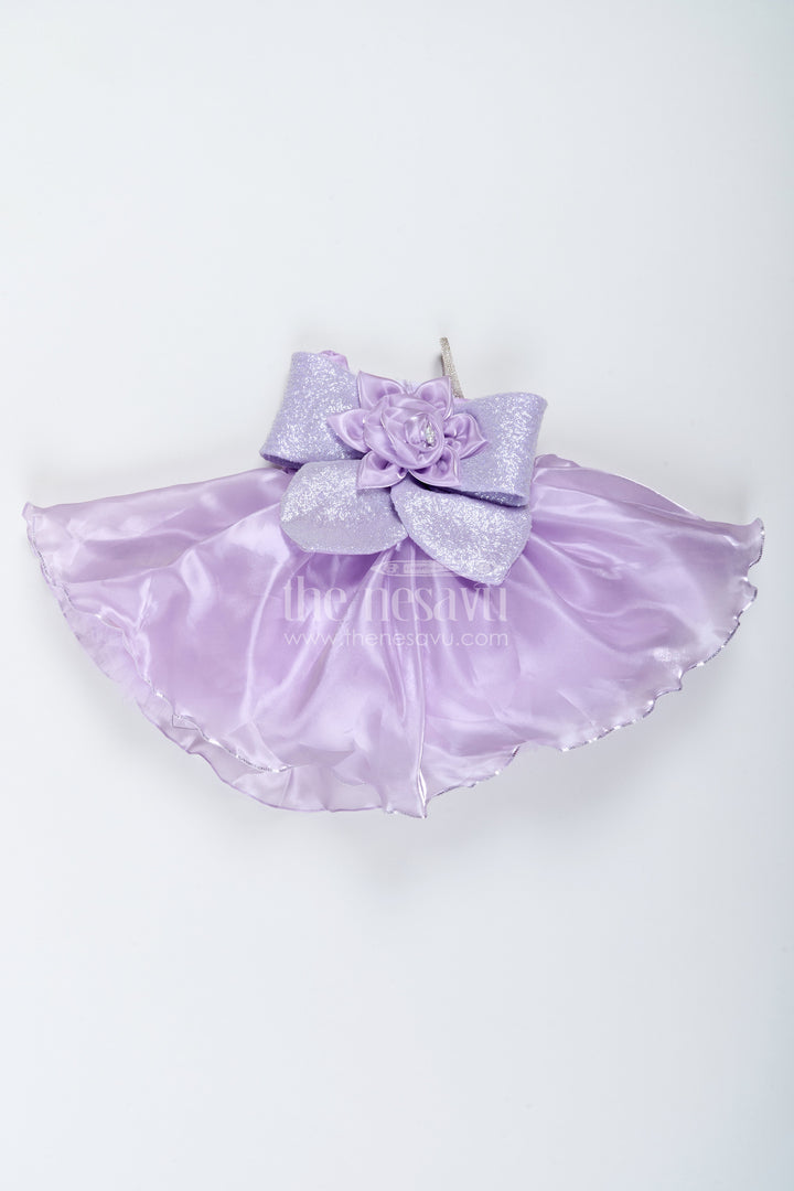 The Nesavu Girls Fancy Party Frock Girls Party Frock with Sequin Work for Family Functions Nesavu 16 (1Y) / Purple / Organza PF365B-16 Nesavu Girls Party Frock With Sequin Work For Weddings And Family PF365B-16