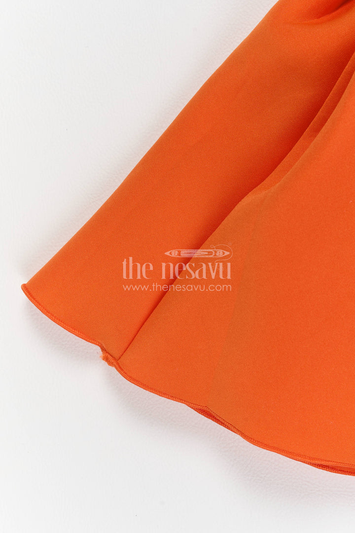 The Nesavu Girls Fancy Party Frock Girls Party Frock with Smart Tailoring for Family Functions Nesavu Nesavu Girls Party Frock In Orange For Celebrations