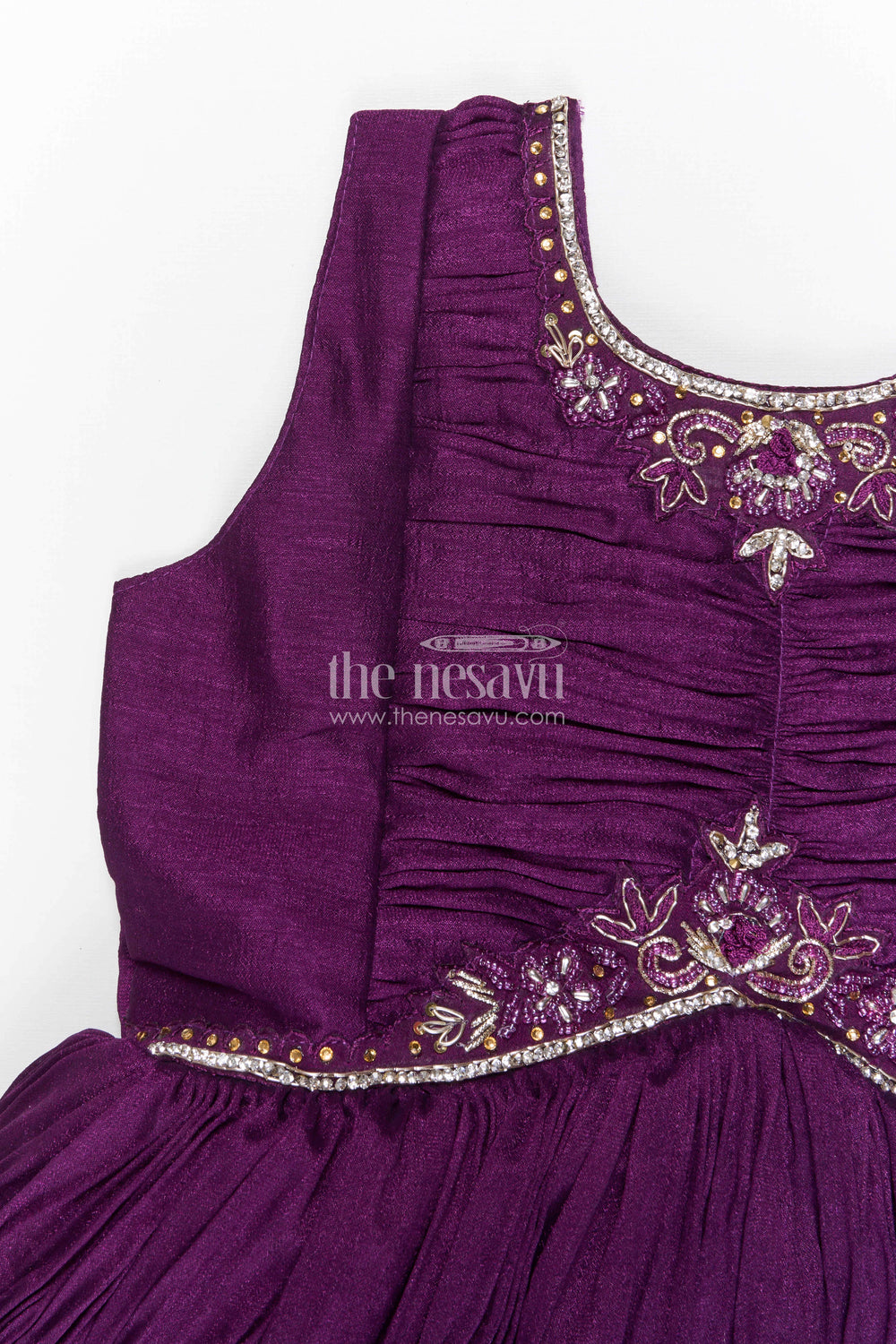 The Nesavu Girls Casual Gown Girls Party Gown for Birthdays and Special Celebrations Nesavu Nesavu girls georgette party gown with embroidered jacket for birthdays and celebrations