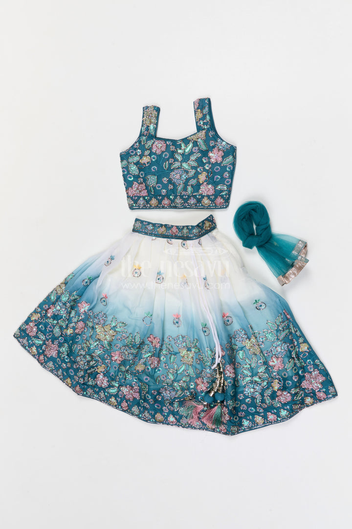 The Nesavu Girls Fancy Lehenga Girls Party Lehenga for Weddings and Festive Occasions Nesavu Nesavu girls georgette party lehenga for weddings and celebrations with embroidered designer yoke