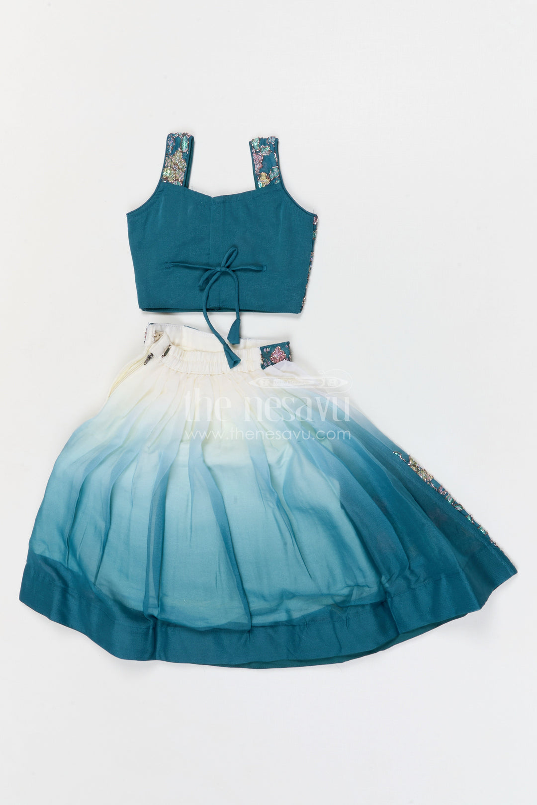 The Nesavu Girls Fancy Lehenga Girls Party Lehenga for Weddings and Festive Occasions Nesavu Nesavu girls georgette party lehenga for weddings and celebrations with embroidered designer yoke