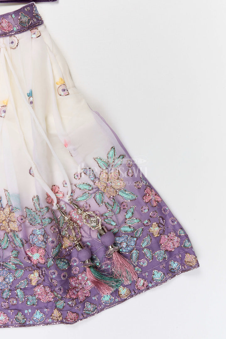 The Nesavu Girls Fancy Lehenga Girls Party Lehenga for Weddings and Festive Occasions Nesavu Nesavu girls georgette party lehenga for weddings and celebrations with embroidered designer yoke