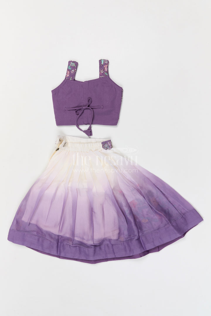 The Nesavu Girls Fancy Lehenga Girls Party Lehenga for Weddings and Festive Occasions Nesavu Nesavu girls georgette party lehenga for weddings and celebrations with embroidered designer yoke