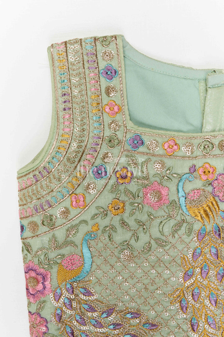 The Nesavu Girls Fancy Lehenga Girls Party Lehenga for Weddings and Party Date Nesavu Nesavu girls crushed georgette lehenga for weddings and festive occasions with embroidered designer yoke