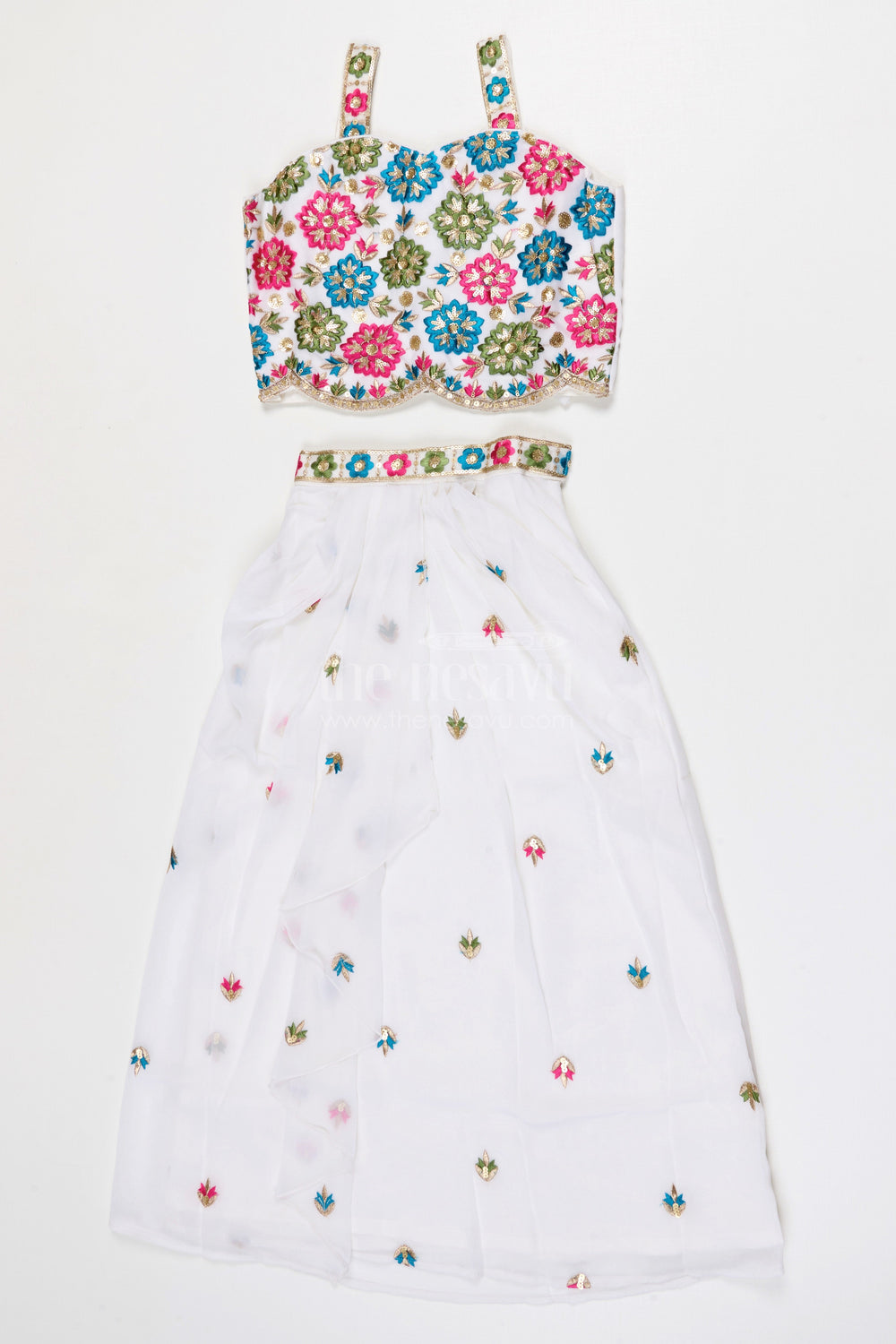 The Nesavu Girls Fancy Lehenga Girls Party Wear Lehenga for Reception and Festive Events Nesavu 26 (6Y) / Blue / Georgette GL872B-26 Nesavu Girls Party Wear Georgette Lehenga With Embroidered Jacket For Receptions And Festive Gatherings