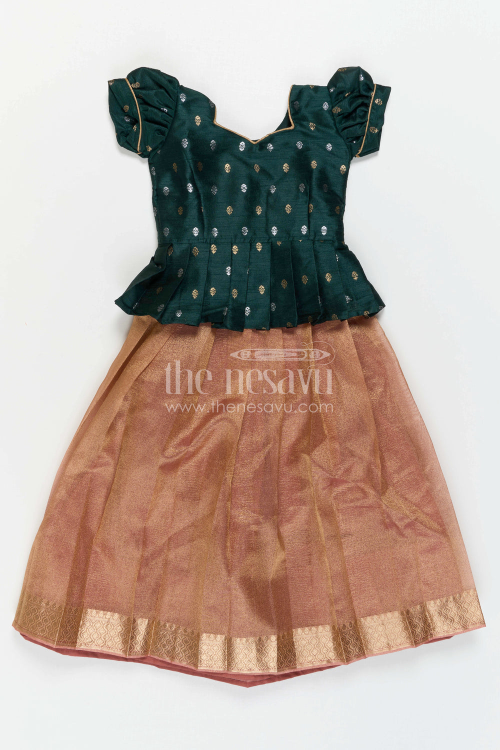 The Nesavu Pattu Pavadai Girls Pattu Pavadai for Festive Functions and Temple Celebrations Nesavu Nesavu Girls Pattu Pavadai For Festive Functions And Temple Celebrations With Semi Banaras Art Silk Design