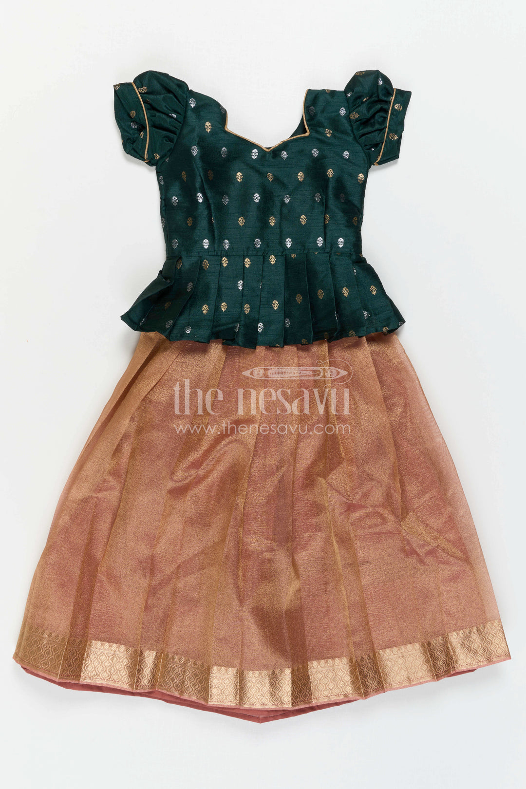 The Nesavu Pattu Pavadai Girls Pattu Pavadai for Festive Functions and Temple Celebrations Nesavu Nesavu Girls Pattu Pavadai For Festive Functions And Temple Celebrations With Semi Banaras Art Silk Design