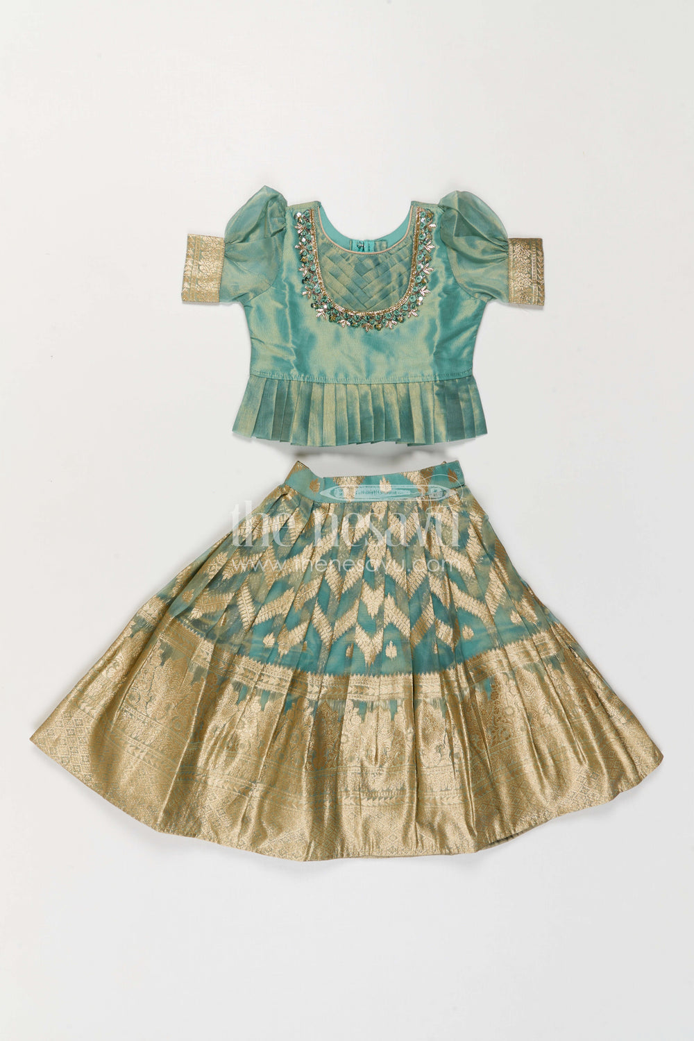 The Nesavu Pattu Pavadai Girls Pattu Pavadai for Weddings and Festive Celebrations Nesavu Nesavu Girls Pattu Pavadai For Weddings With Blend Silk And Tissue Bottom Traditional Festive Outfit