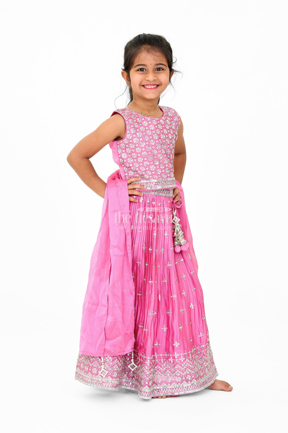 The Nesavu Girls Lehenga Choli Girls Pink Chinon Organza Embroidered Lehenga Choli for Christmas Attire Nesavu Girls Pink Chinon Organza Embroidered Lehenga Choli Nesavu Diwali Attire Special Occasions