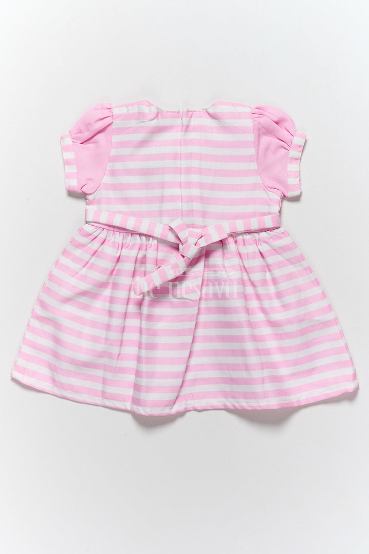 The Nesavu Baby Cotton Frocks Girls Pink Cotton Maxi Frock with Puff Sleeves and Peter Pan Collar for Special Occasions Nesavu Nesavu Girls Pink Cotton Maxi Frock Puff Sleeves Peter Pan Collar Birthday Parties