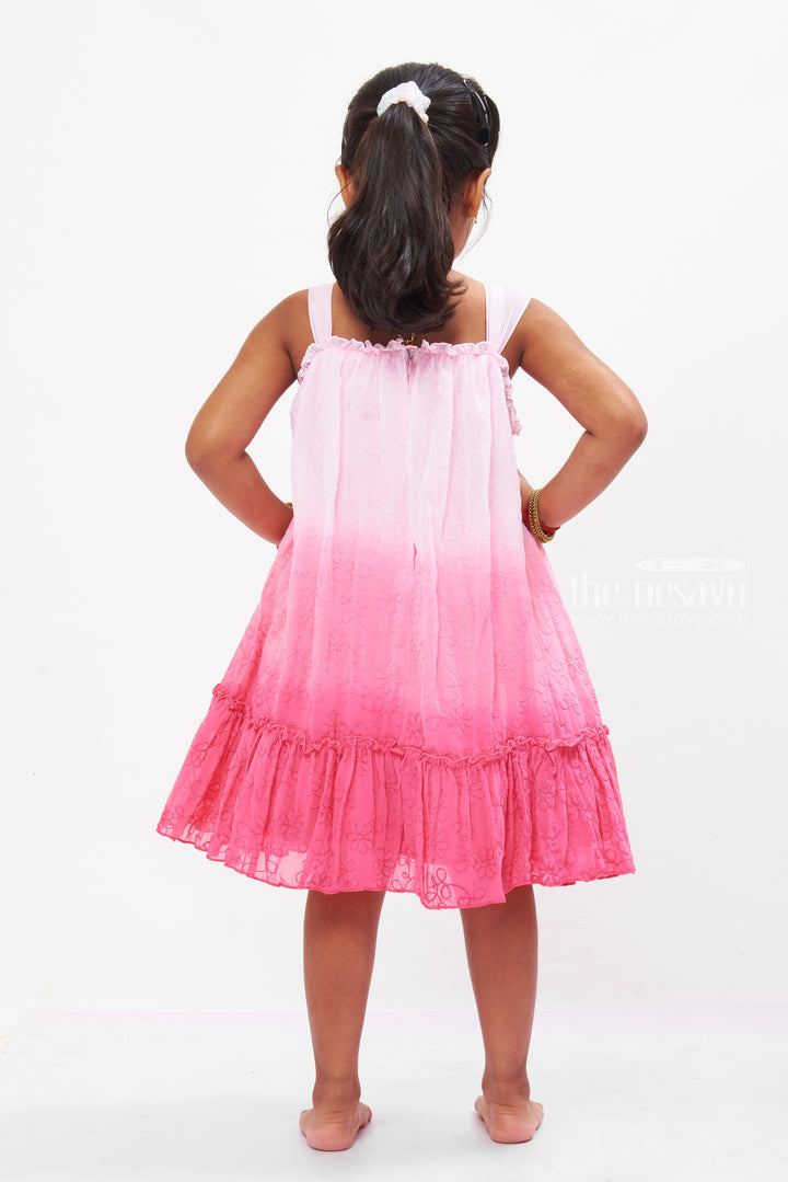 The Nesavu Girls Fancy Frock Girls Pink Princess Frock with Sparkling Tulle - Enchanted Evening Wear Nesavu Girls Pink Party Frock | Sparkly Tulle Dress for Kids | The Nesavu