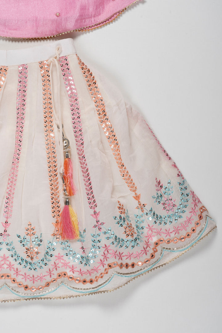 The Nesavu Girls Lehenga Choli Girls Pink & White Embroidered Chaniya Choli: Perfect for Diwali, Eid & Festive Occasions Nesavu Buy Girls' Festive Lehenga Choli: Embroidered Ethnic Wear for Diwali, Eid & More Festivals | The Nesavu