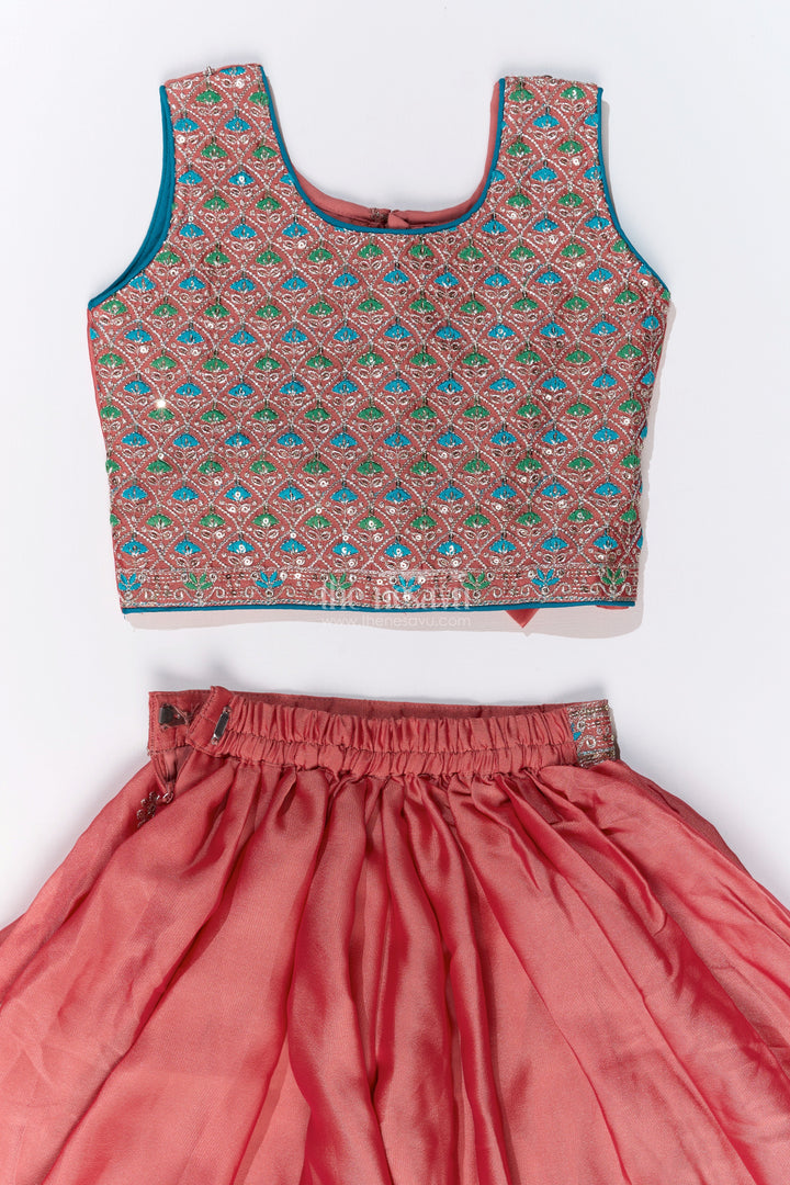 The Nesavu Girls Sharara / Plazo Set Girls Plazo and Shrug Set with Embroidered Georgette and Digital Printed Jacket for Festive Wear Nesavu Nesavu Girls Plazo Shrug Set Embroidered Georgette Digital Printed Jacket Festive Wear