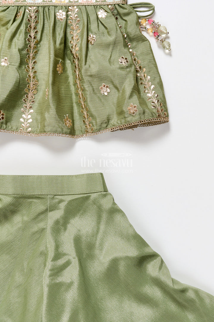 The Nesavu Girls Sharara / Plazo Set Girls Plazo Set for Cultural Events and School Ethnic Day Nesavu Nesavu girls plazo set viscose silk embroidered jacket  perfect cultural day festive occasions