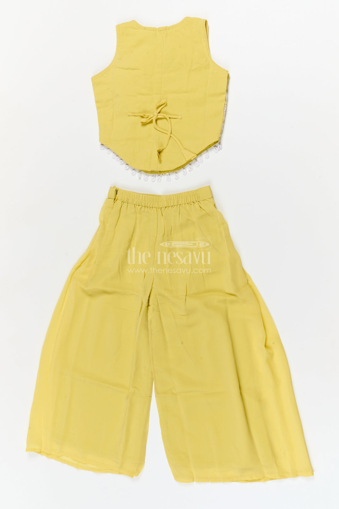 The Nesavu Girls Sharara / Plazo Set Girls Plazo Set for Sangeet and Festive Day Events Nesavu Nesavu girls georgette plazo set for sangeet and festive functions with pearl embroidered blouse