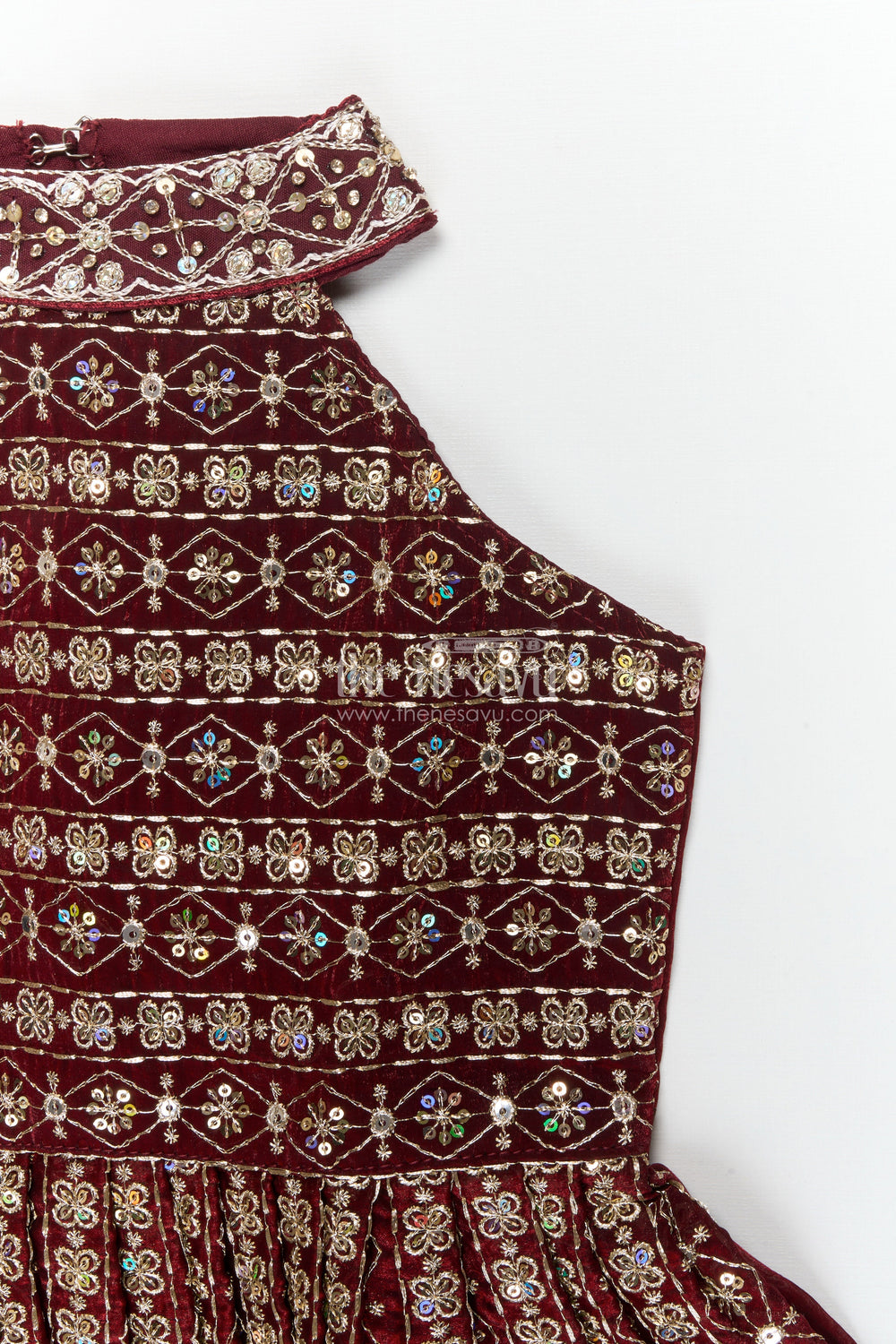 The Nesavu Girls Sharara / Plazo Set Girls Plazo Set for Traditional Functions and Festive Events Nesavu Nesavu girls plazo set with embroidered blouse in organza for weddings and festive occasions