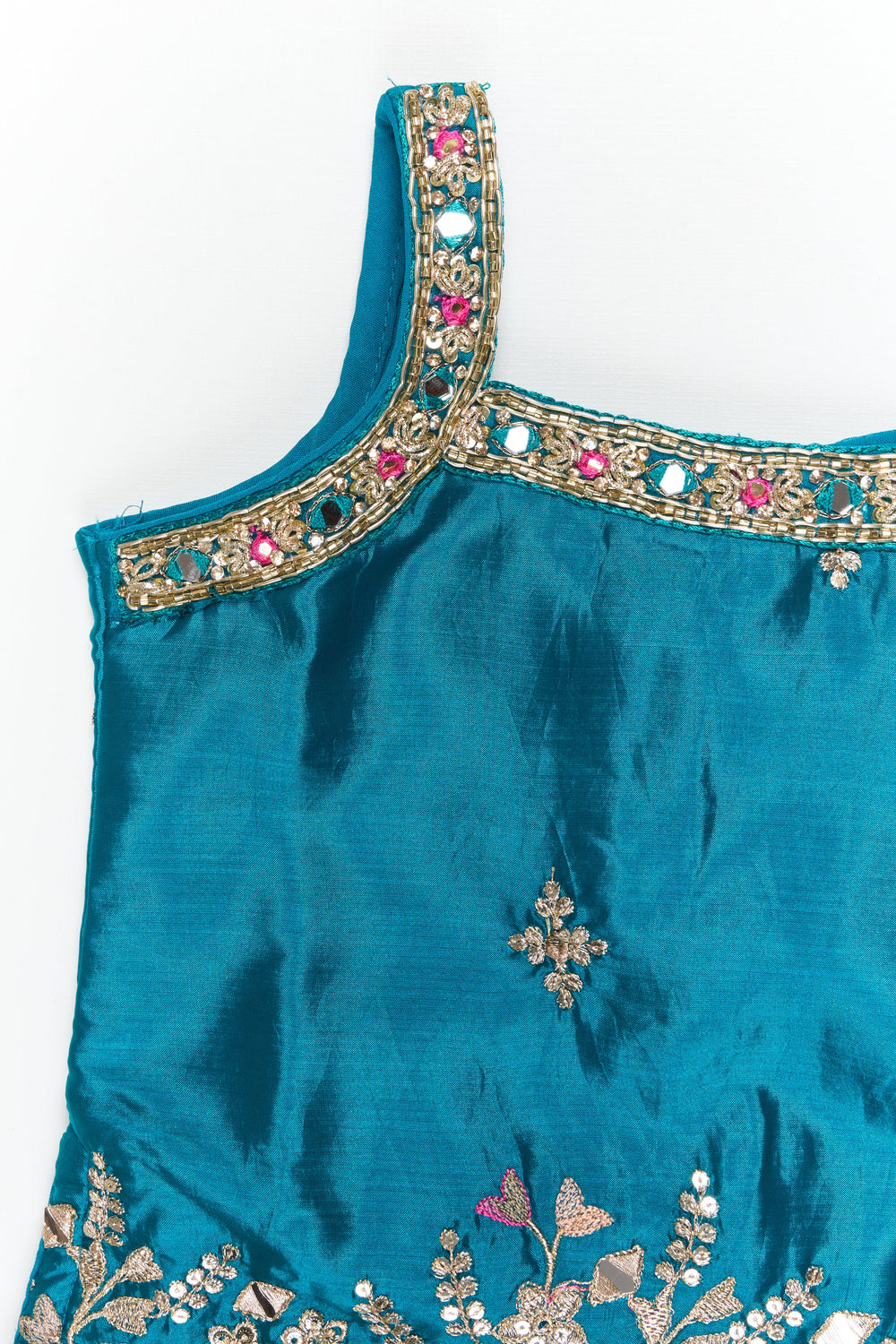 The Nesavu Girls Sharara / Plazo Set Girls Plazo Set with Mirror Embroidery for Weddings and Cultural Functions Nesavu Nesavu girls plazo set with mirror embroidery and dupatta – ideal for weddings, cultural events, and festive celebrations