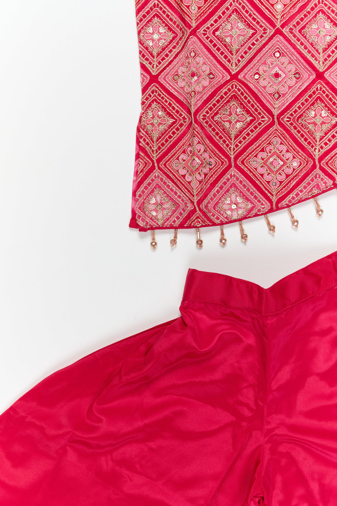 The Nesavu Girls Sharara / Plazo Set Girls Plazo Set with Sequin Embroidery for Festive Gatherings Nesavu Nesavu girls plazo set with sequin embroidered yoke and tassels – perfect for festive events and family gatherings