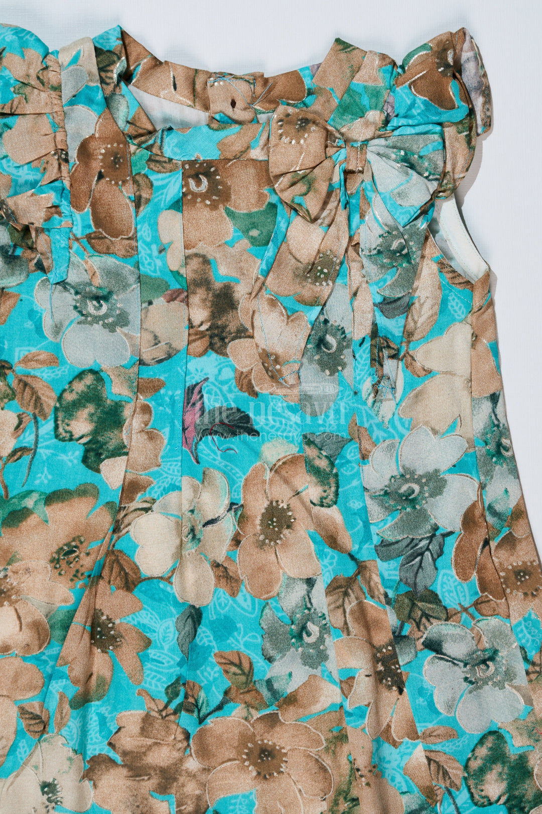 The Nesavu Girls Cotton Frock Girls Pretty Floral Dresses with Ruffle Neckline and Soft Cotton Fabric for Elegant Everyday Wear Nesavu Nesavu Girls Pretty Floral Dresses Ruffle Neckline Soft Cotton Fabric Casual Elegance