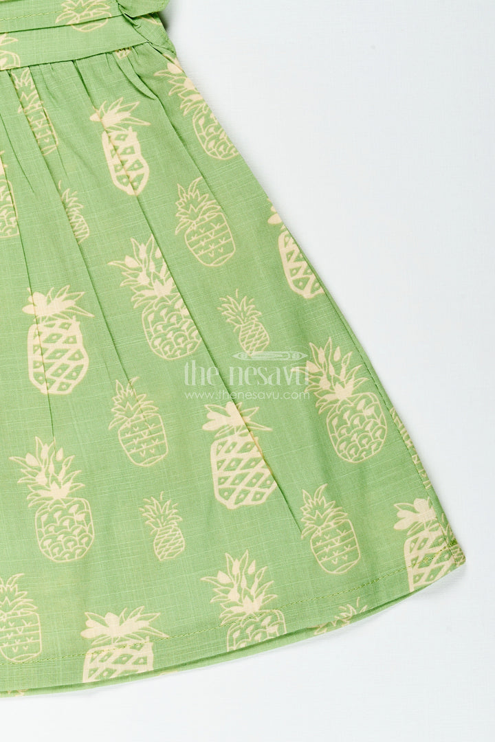 The Nesavu Girls Cotton Frock Girls Printed Cotton Frock for Playdates and Casual Everyday Fun Nesavu Nesavu girls printed cotton frock pineapple motif  comfy cute casual fun