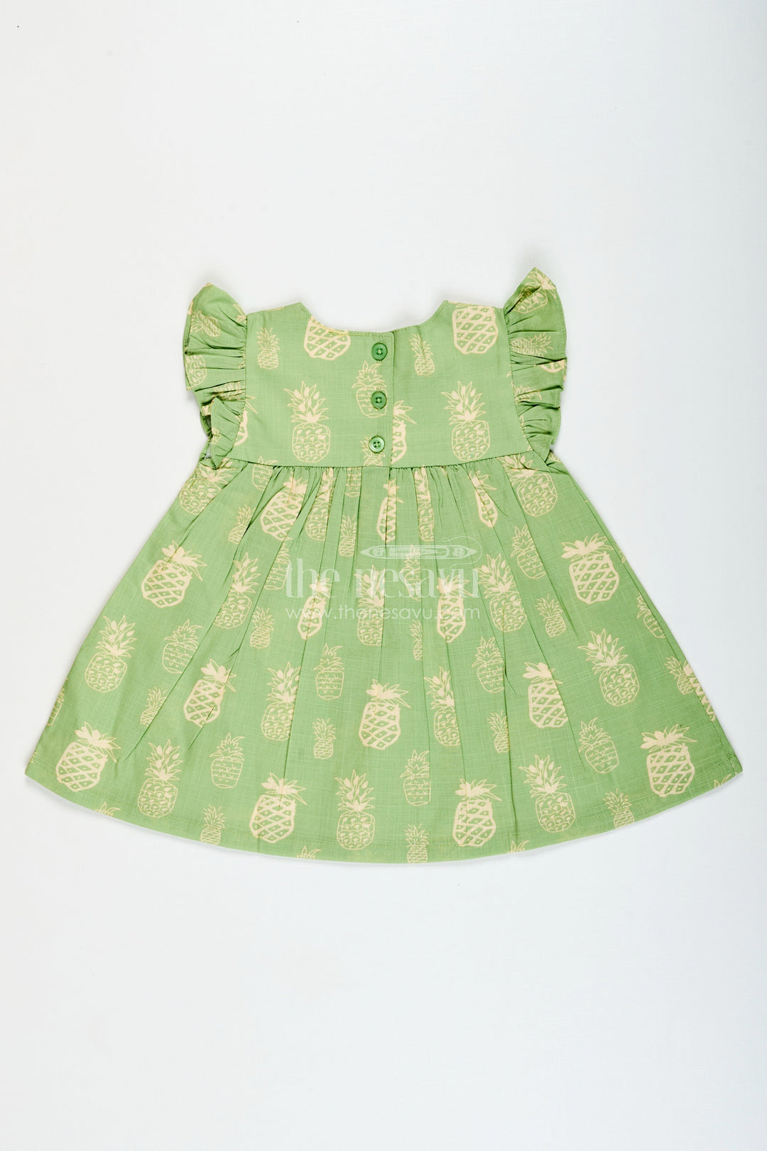 The Nesavu Girls Cotton Frock Girls Printed Cotton Frock for Playdates and Casual Everyday Fun Nesavu Nesavu girls printed cotton frock pineapple motif  comfy cute casual fun