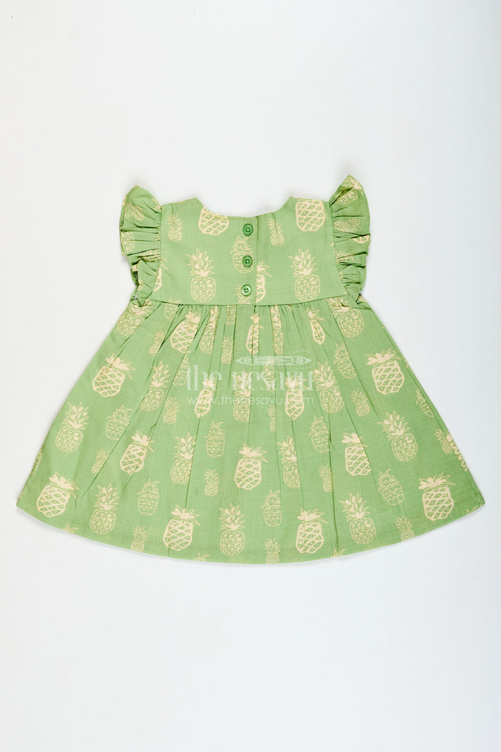 The Nesavu Girls Cotton Frock Girls Printed Cotton Frock for Playdates and Casual Everyday Fun Nesavu Nesavu girls printed cotton frock pineapple motif  comfy cute casual fun