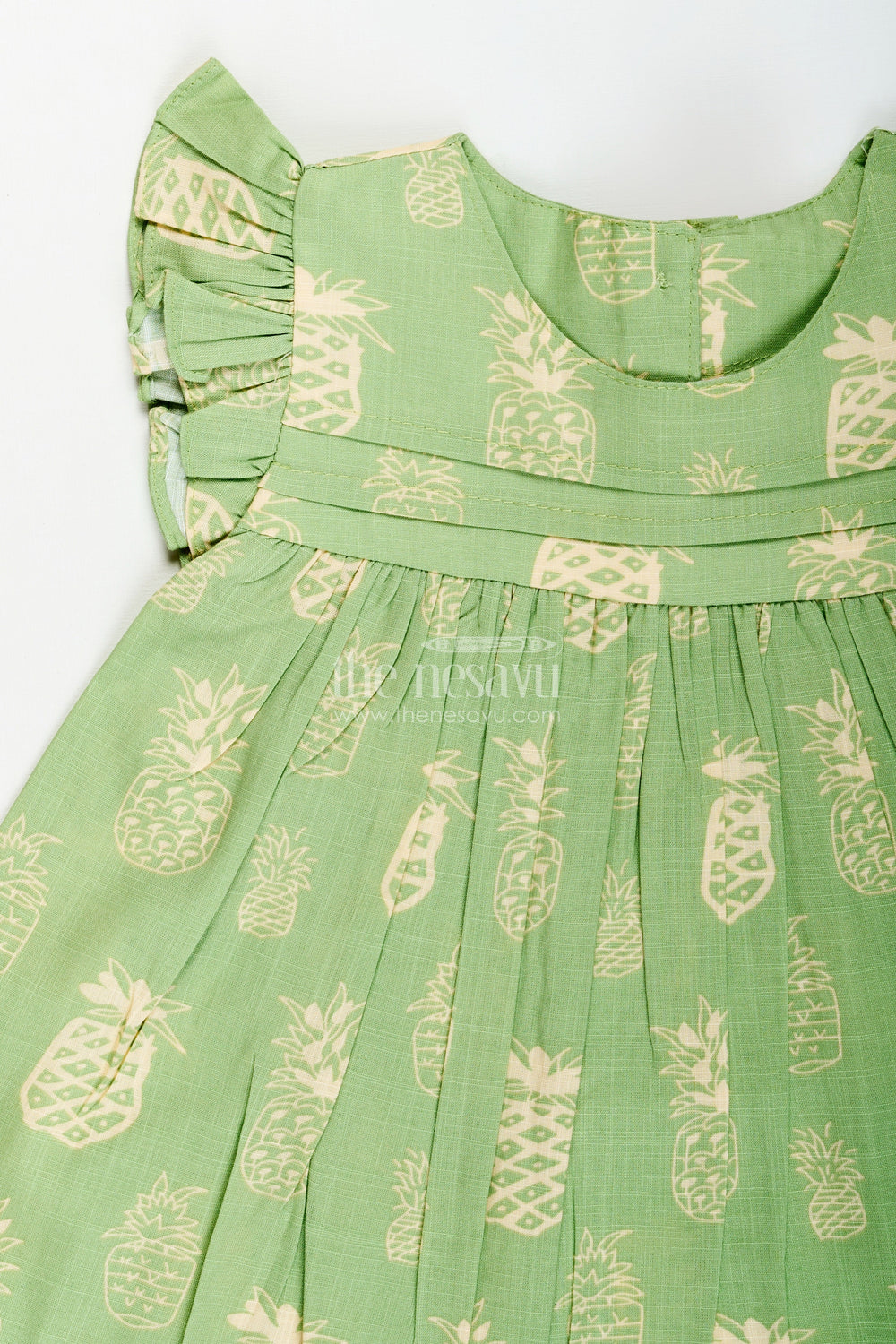 The Nesavu Girls Cotton Frock Girls Printed Cotton Frock for Playdates and Casual Everyday Fun Nesavu Nesavu girls printed cotton frock pineapple motif  comfy cute casual fun