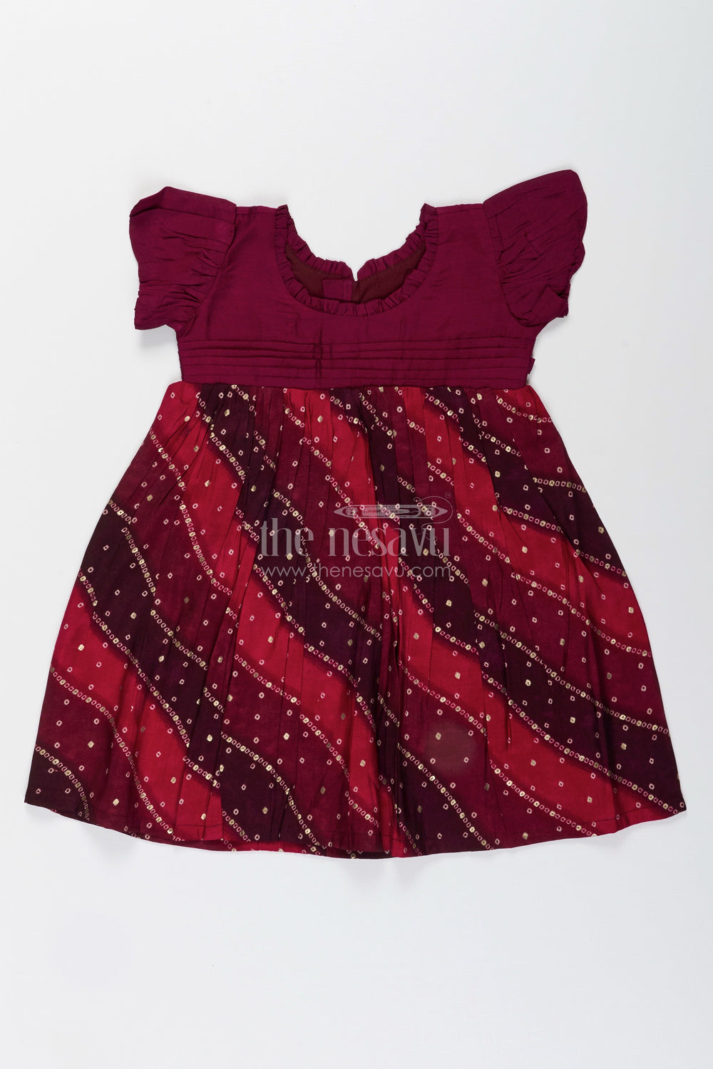 The Nesavu Girls Cotton Frock Girls printed frock for school functions and casual celebrations Nesavu 18 (2Y) / Pink GFC1975A-18 Nesavu girls printed viscose frock school events ethnic casual celebrations