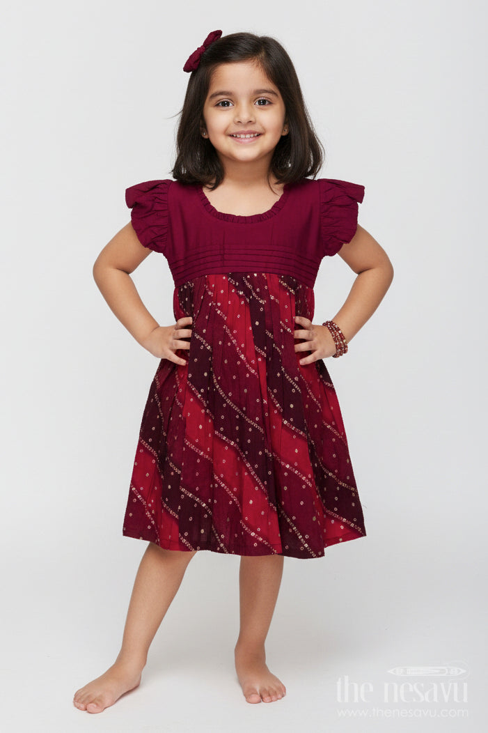 The Nesavu Girls Cotton Frock Girls Printed Frock for School Functions and Casual Celebrations Nesavu 18 (2Y) / Pink GFC1975A-18 Nesavu girls printed viscose frock school events ethnic casual celebrations