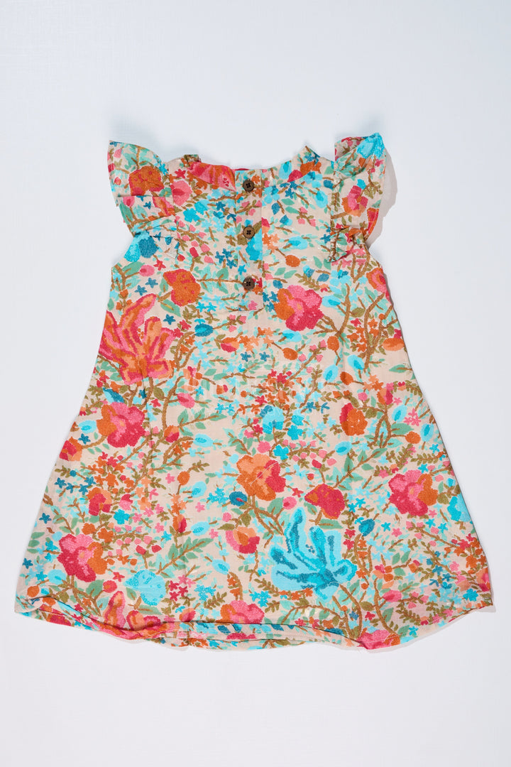 The Nesavu Girls Cotton Frock Girls Printed Frock in Muslin Silk with Vibrant Floral Patterns and Stylish Bow Nesavu Nesavu Girls Printed Frock Muslin Silk Vibrant Floral Patterns Stylish Bow