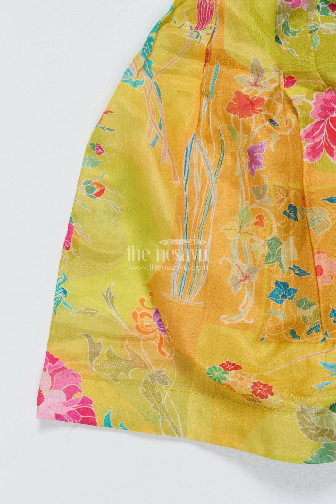 The Nesavu Girls Lehenga Choli Girls Printed Lehenga Choli for Festivals and Traditional School Days Nesavu Nesavu girls floral printed lehenga choli modal silk Navratri festive school events