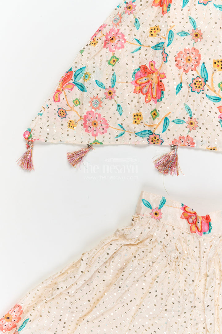 The Nesavu Girls Sharara / Plazo Set Girls Printed Sharara Set for Haldi, Birthday and Festive Gatherings Nesavu Nesavu girls chinon silk printed sharara set for haldi, birthdays and festive gatherings