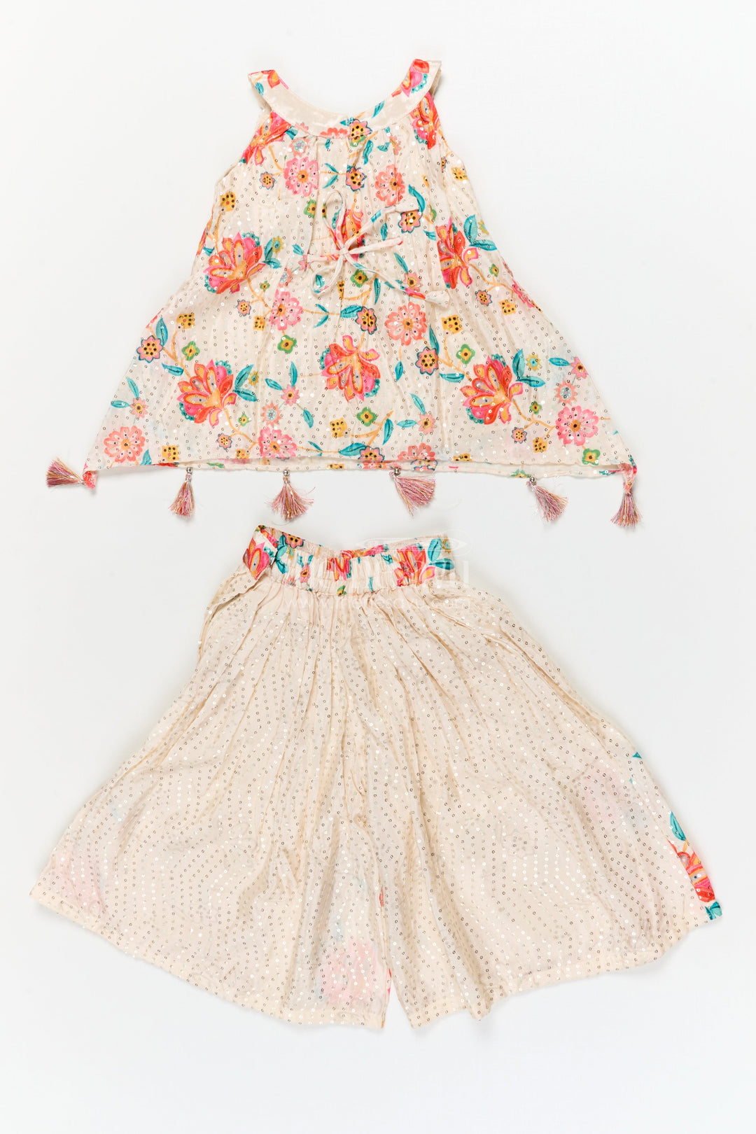 The Nesavu Girls Sharara / Plazo Set Girls Printed Sharara Set for Haldi, Birthday and Festive Gatherings Nesavu Nesavu girls chinon silk printed sharara set for haldi, birthdays and festive gatherings